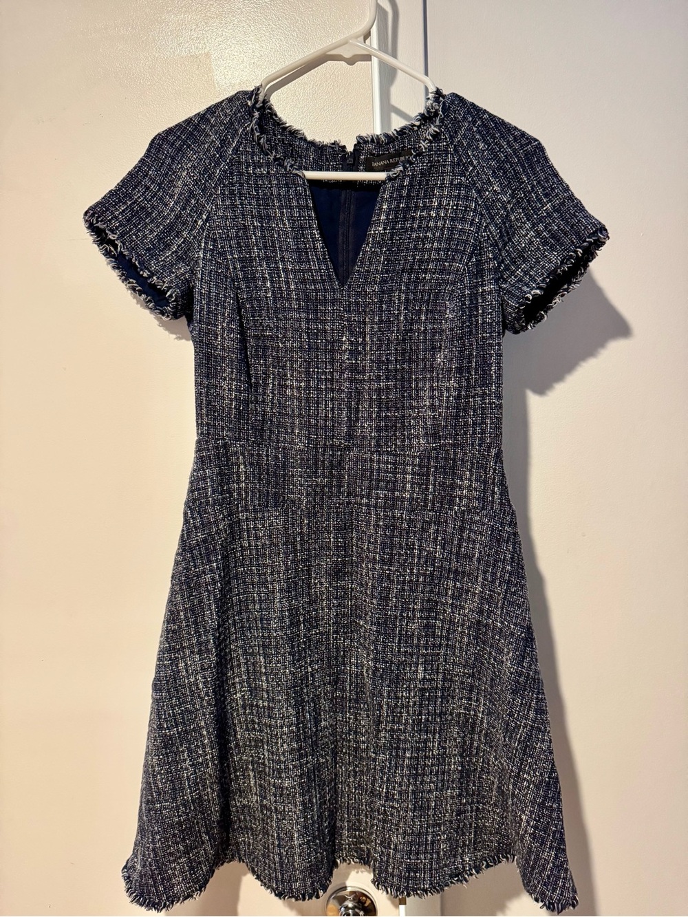 Banana Republic Chic Navy Tweed A-Line Dress